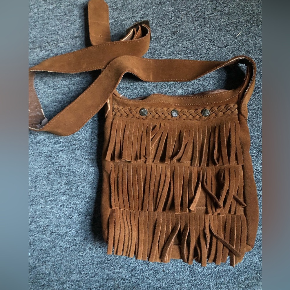 Minnetonka Tan Fringe Crossbody Bag